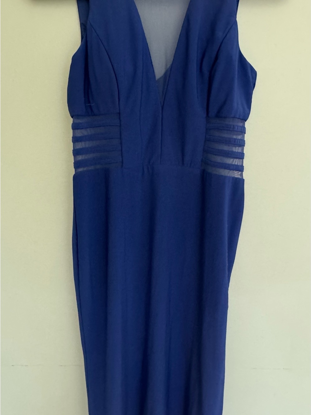 Night Way Collections Sleeveless Deep V Midi Dress in Navy Blue